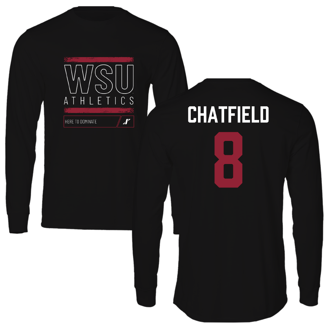 Washington State University Basketball (W) Black Dominate Performance Long Sleeve - #8 Mackenzie Chatfield