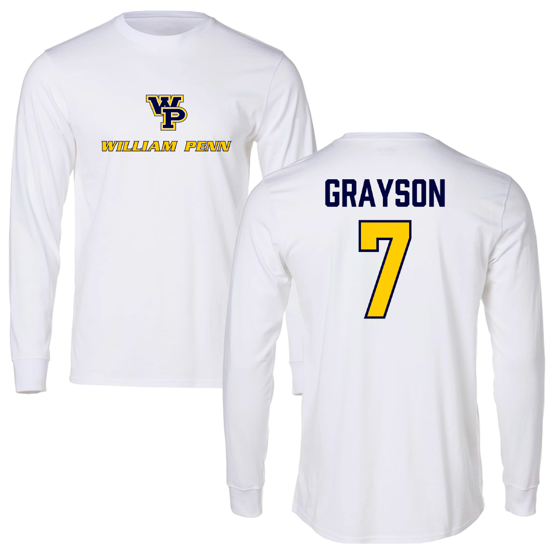 William Penn University Football White Performance Long Sleeve - #7 Braylon Grayson