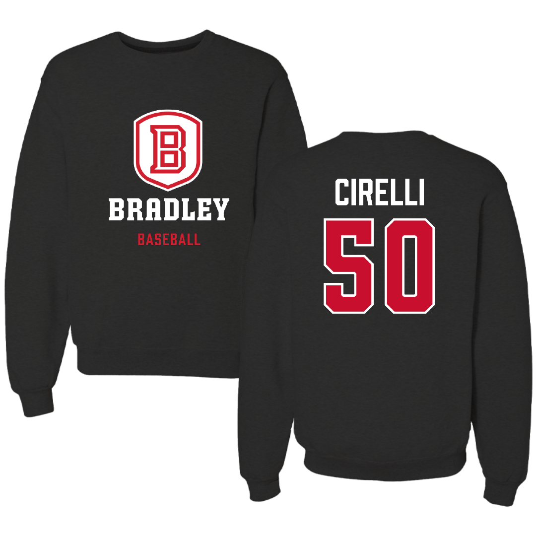 Bradley University Baseball Black Block Crewneck - #50 Joey Cirelli