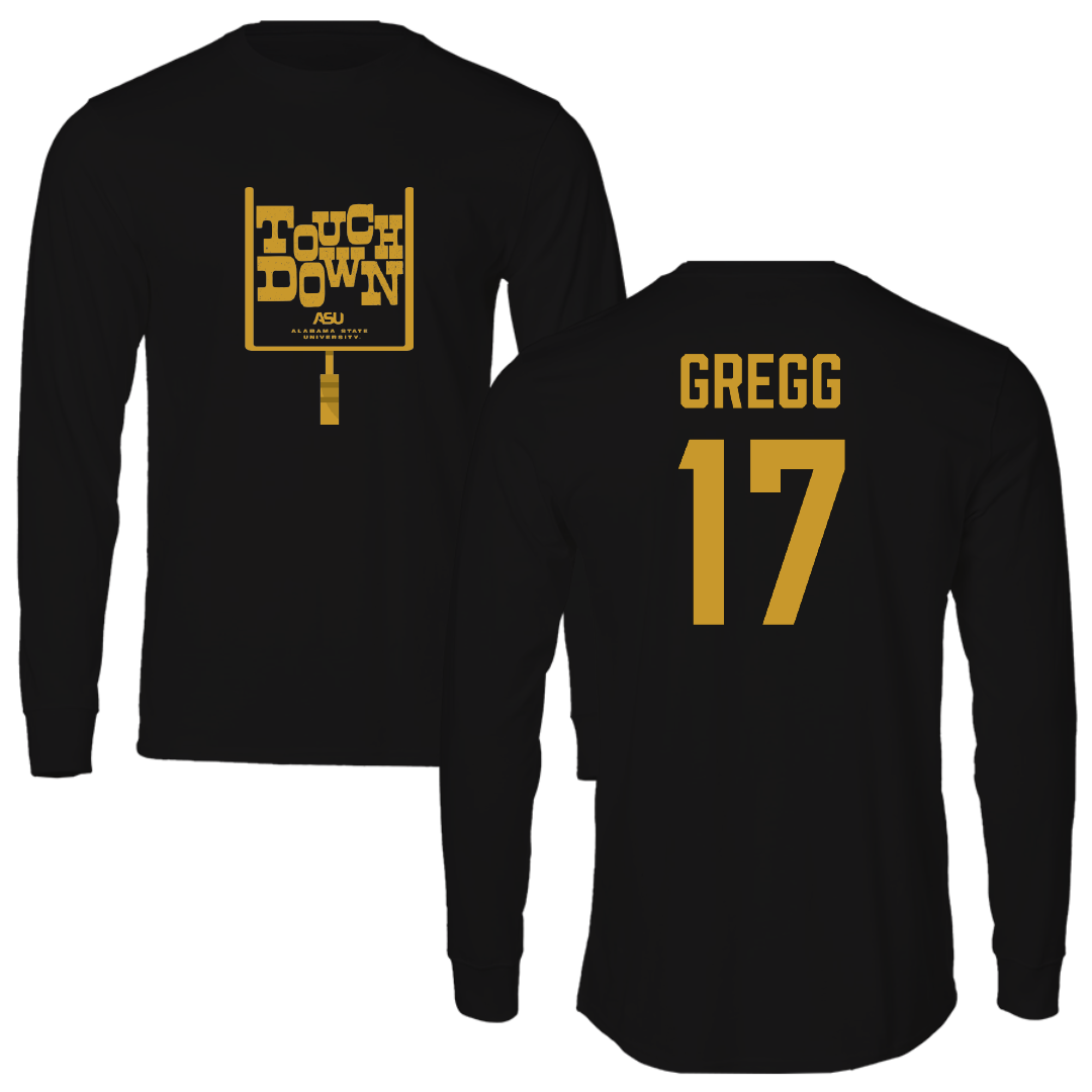 Alabama State University Football Black Touchdown Performance Long Sleeve - #17 Asa Gregg