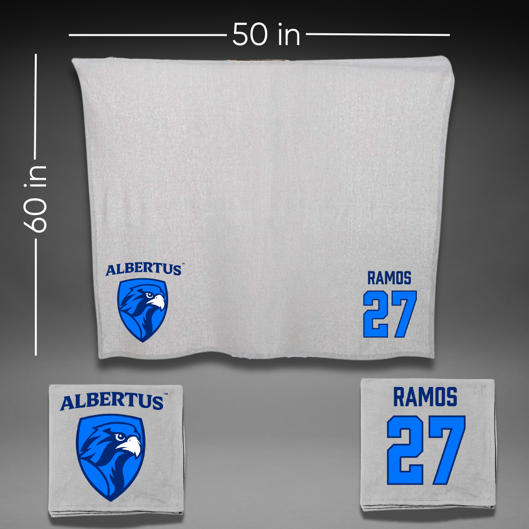 Albertus Magnus College Baseball Gray Blanket - #27 Nick Ramos