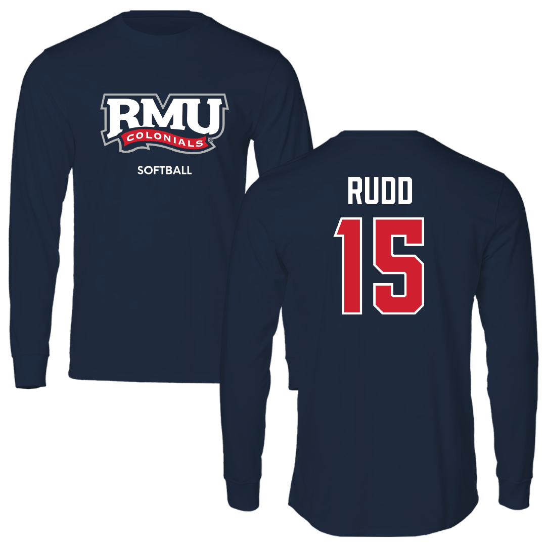 Robert Morris University Softball Navy RMU Performance Long Sleeve - #15 Aglaia Rudd