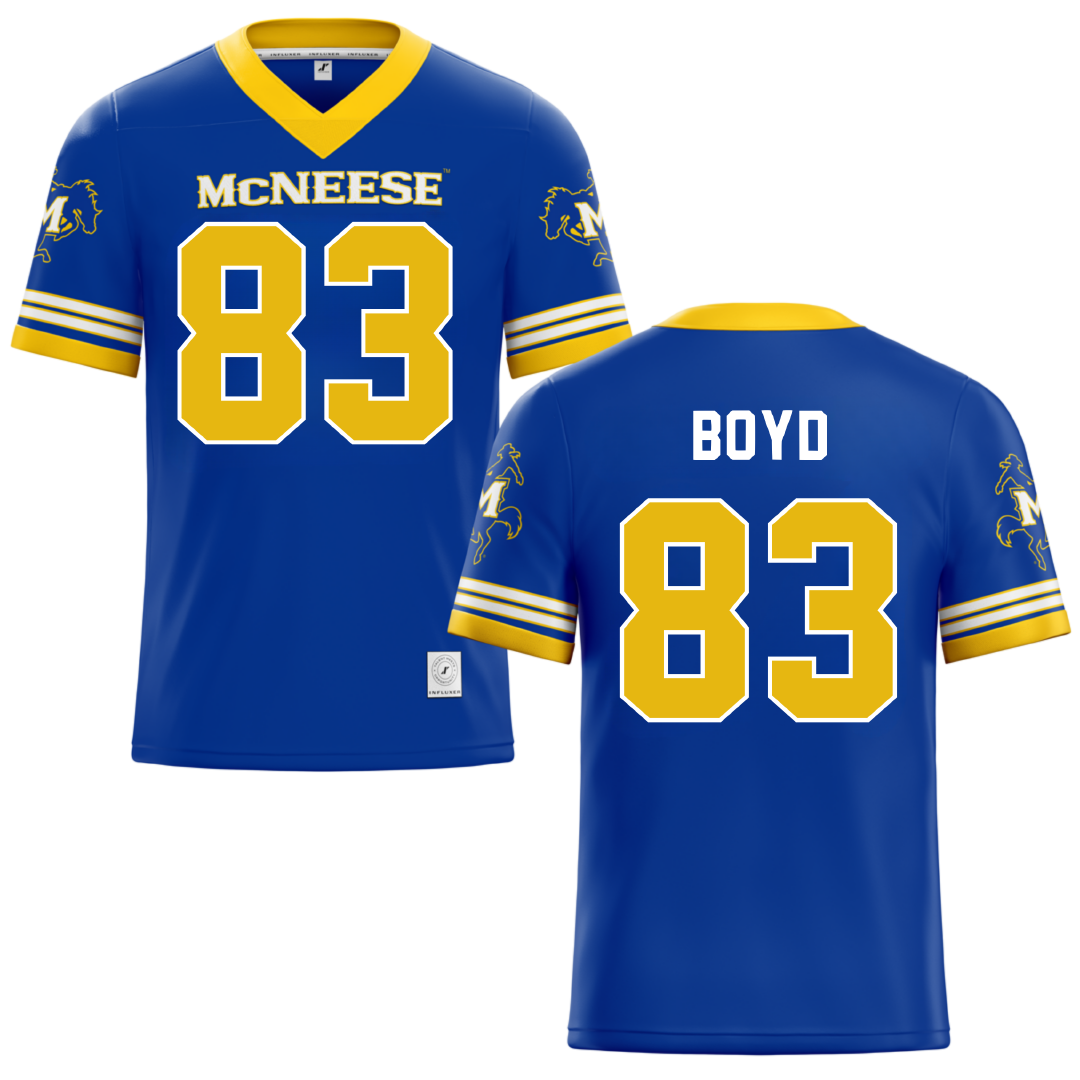 McNeese State University Blue Football Jersey - #83 Reed Boyd