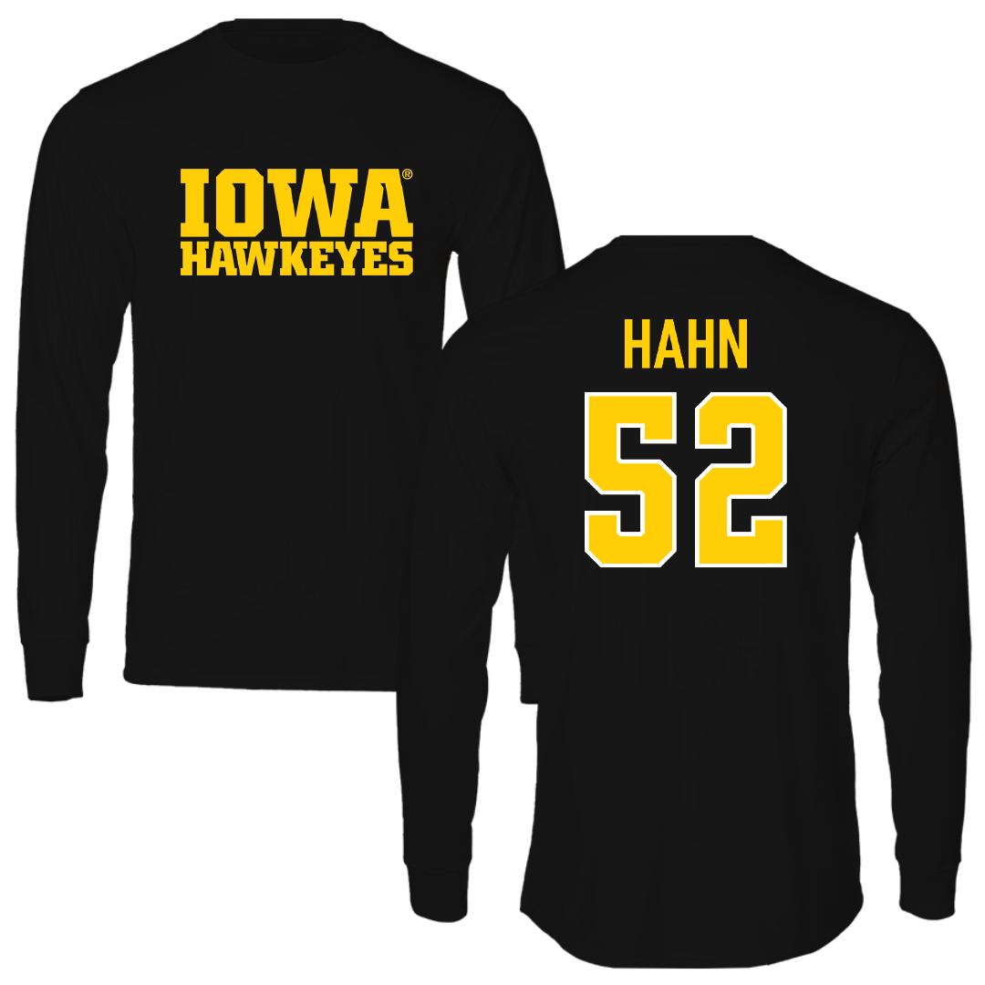 University of Iowa Football Black Performance Long Sleeve - #52 Will Hahn