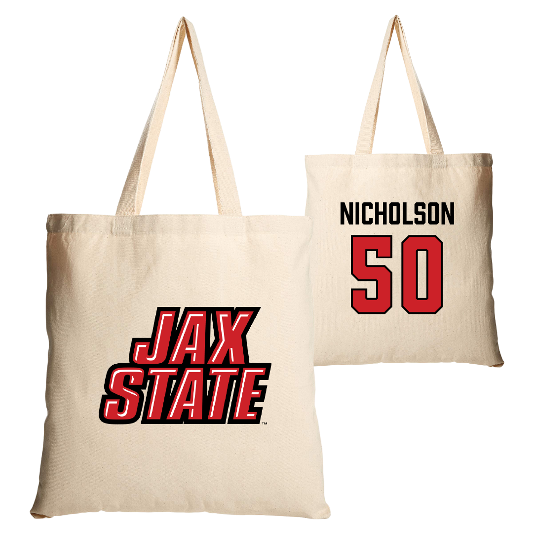 Jacksonville State University Basketball Tan Canvas Tote Bag - #50 Mason Nicholson