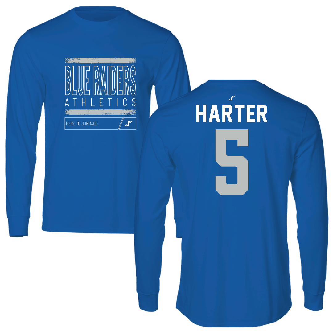 Middle Tennessee State University Softball Blue Dominate Performance Long Sleeve - #5 Macie Harter