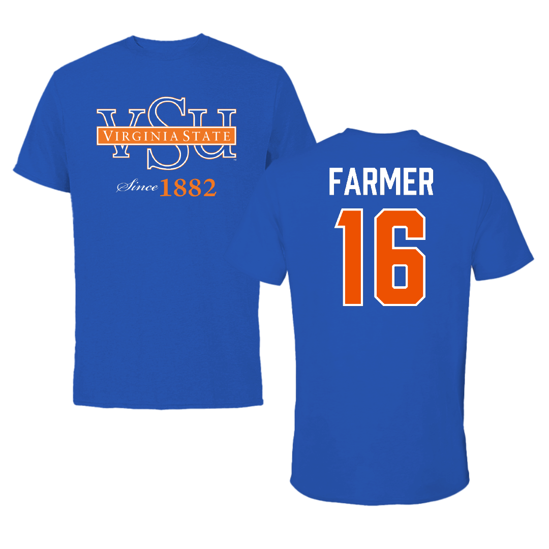 Virginia State University Lacrosse (M) Blue Tee - #16 Christopher Farmer