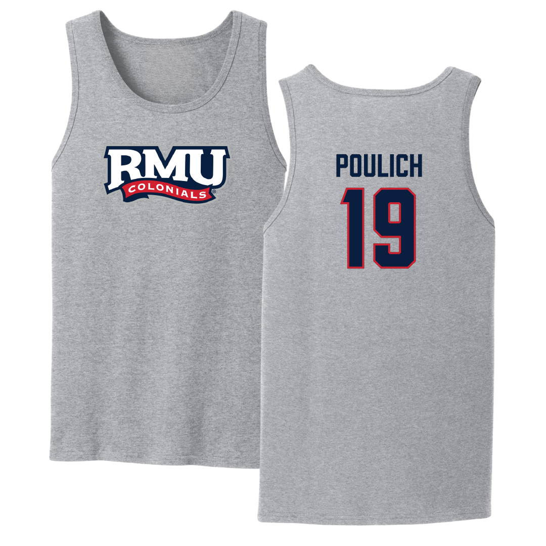 Robert Morris University Softball Sport Gray Tank Top - #19 Courtney Poulich