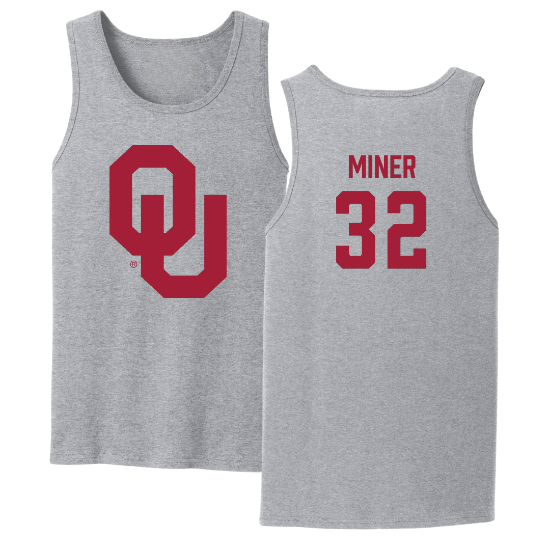 University of Oklahoma Baseball Sport Gray Tank Top - #32 Jace Miner