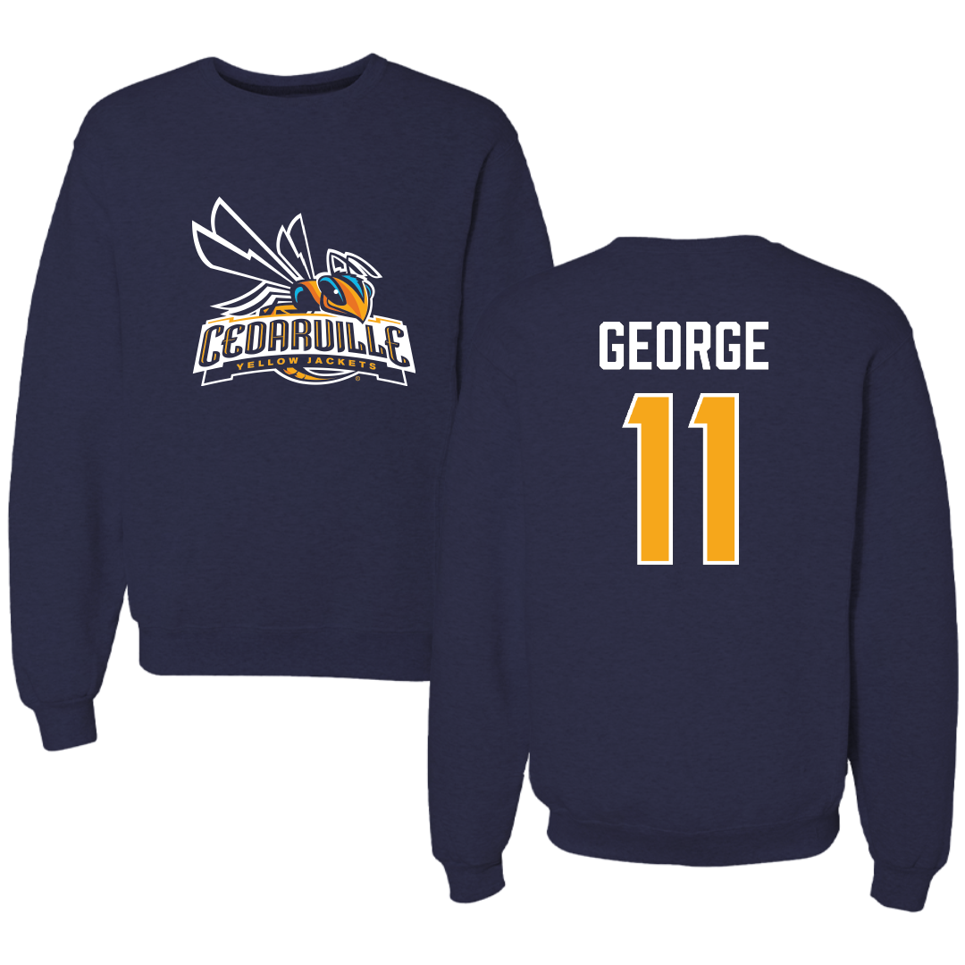 Cedarville University Baseball Navy Crewneck - #11 Micah George
