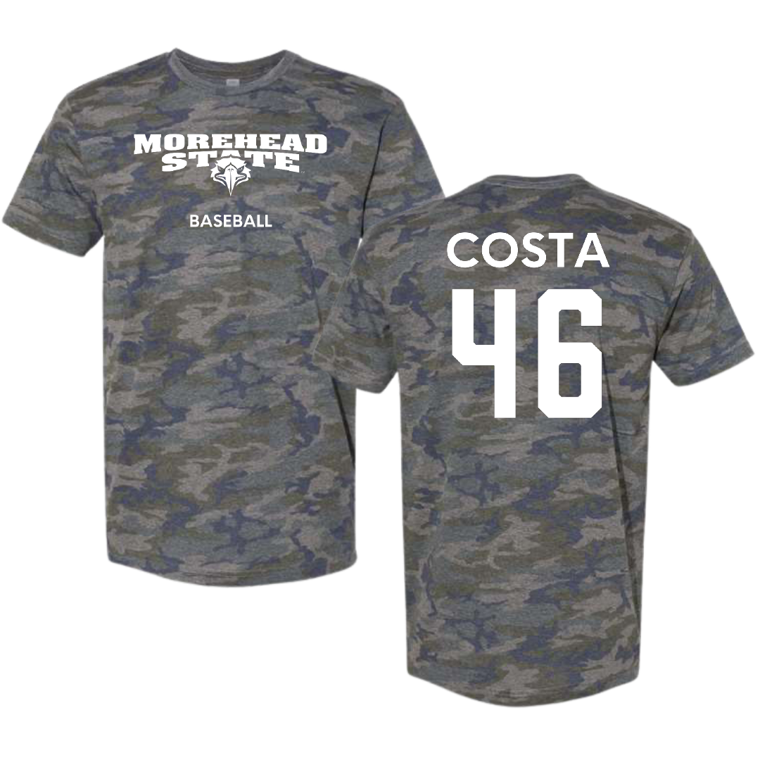 Morehead State University Baseball Vintage Camo Tee - #46 Devin Costa