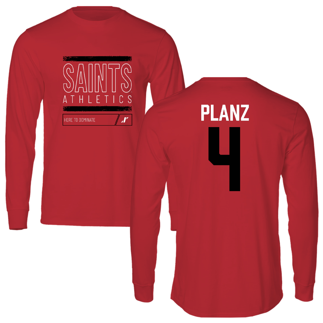 D'Youville University Volleyball Red Dominate Long Sleeve - #4 Peyton Planz
