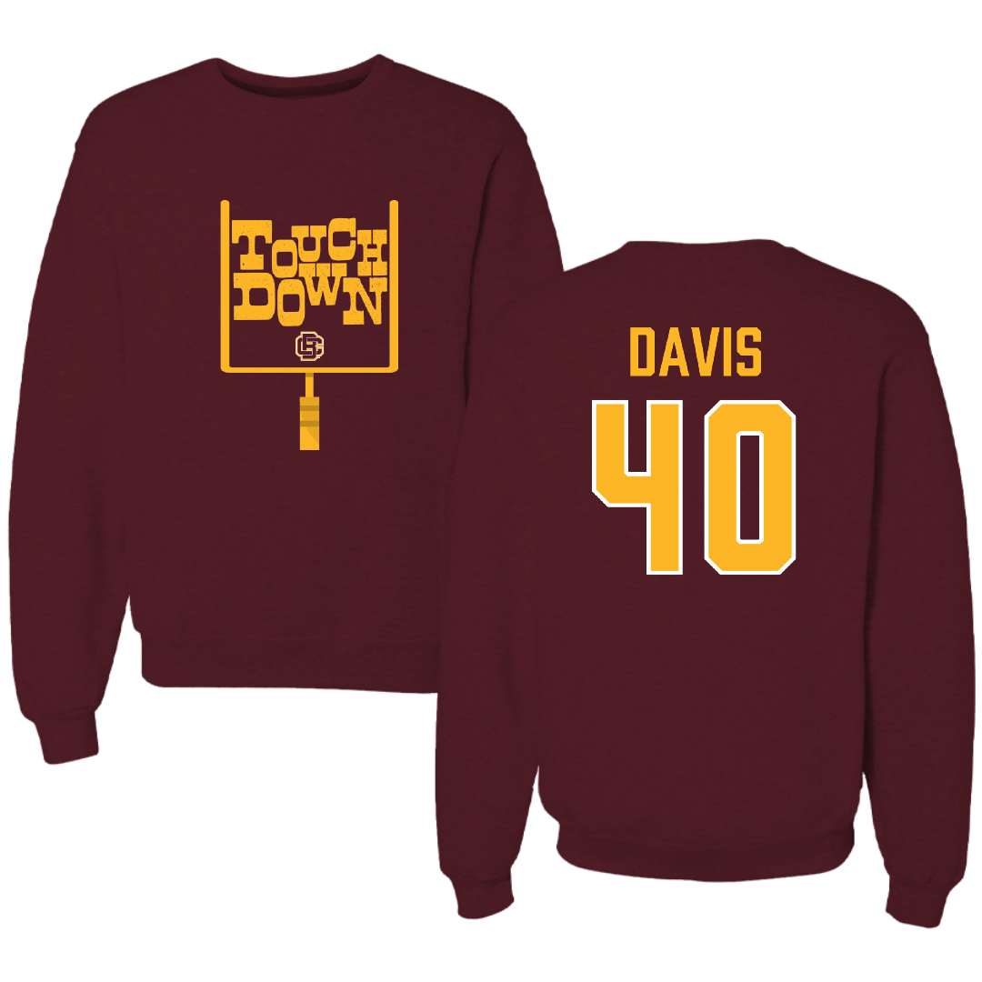 Bethune-Cookman University Football Maroon Touchdown Crewneck - #40 Darrion Davis