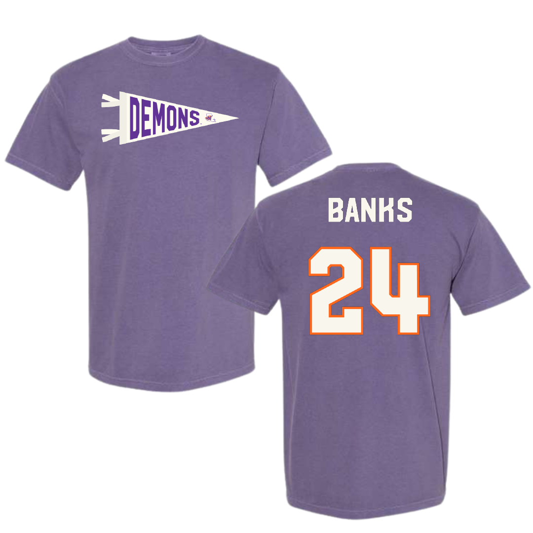 Northwestern State University Football Purple Pennant Comfort Colors Tee - #24 Brian Banks