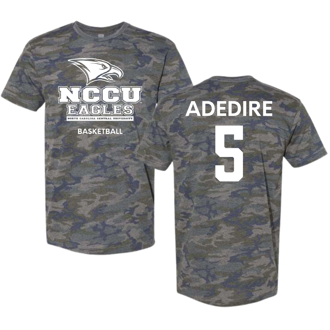 North Carolina Central University Basketball (M) Vintage Camo Tee - #5 Timmy Adedire