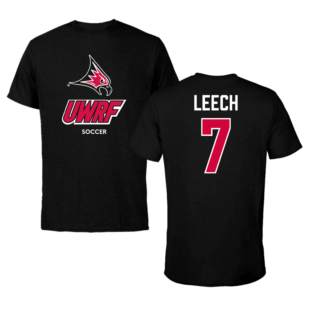 University of Wisconsin-River Falls Soccer (M) Black Tee - #7 Colin Leech