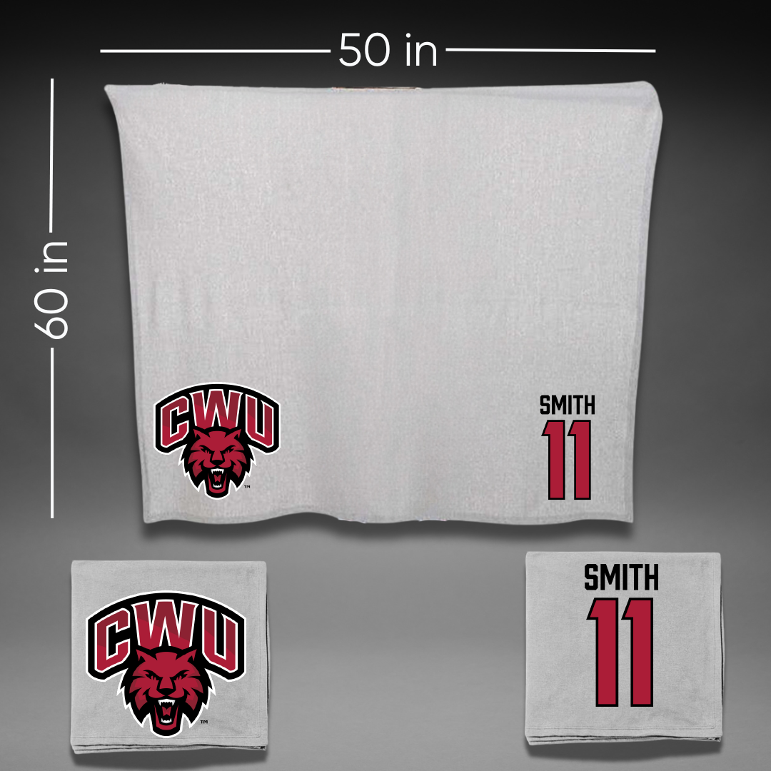 Central Washington University Basketball Gray Blanket - #11 Malia Smith