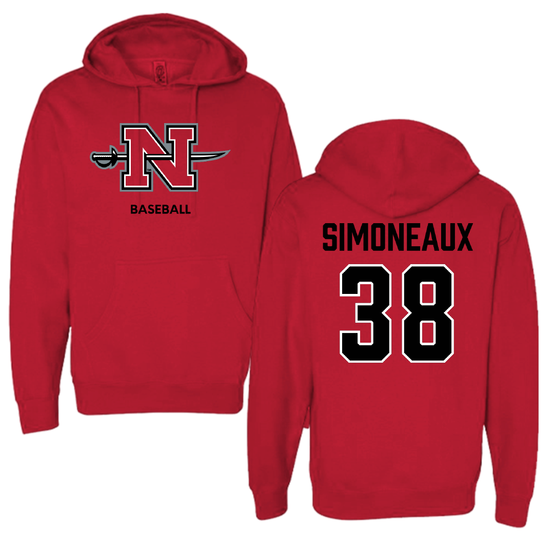 Nicholls State University Baseball Red Hoodie - #38 Cole Simoneaux