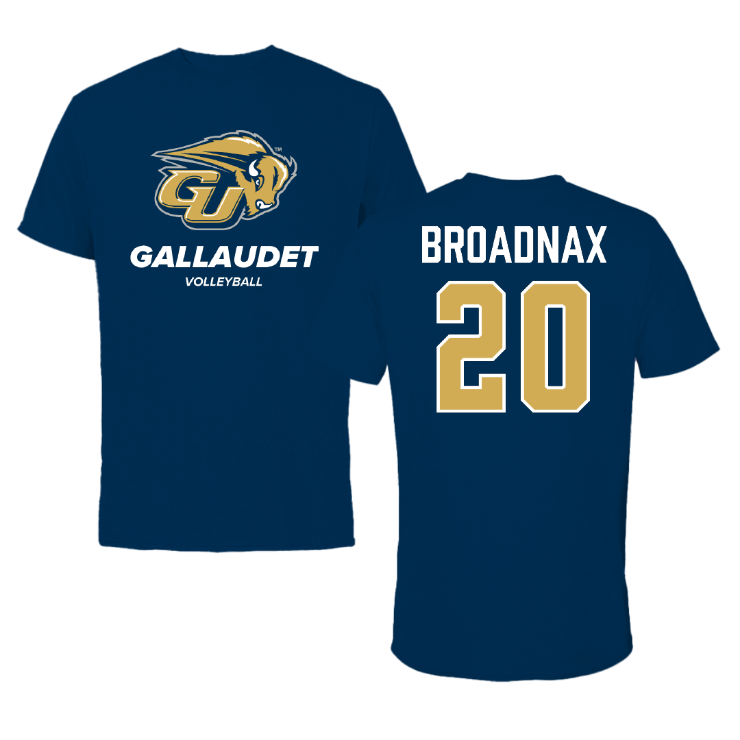 Gallaudet University Volleyball (W) Navy Performance Tee - #20 Candace Broadnax