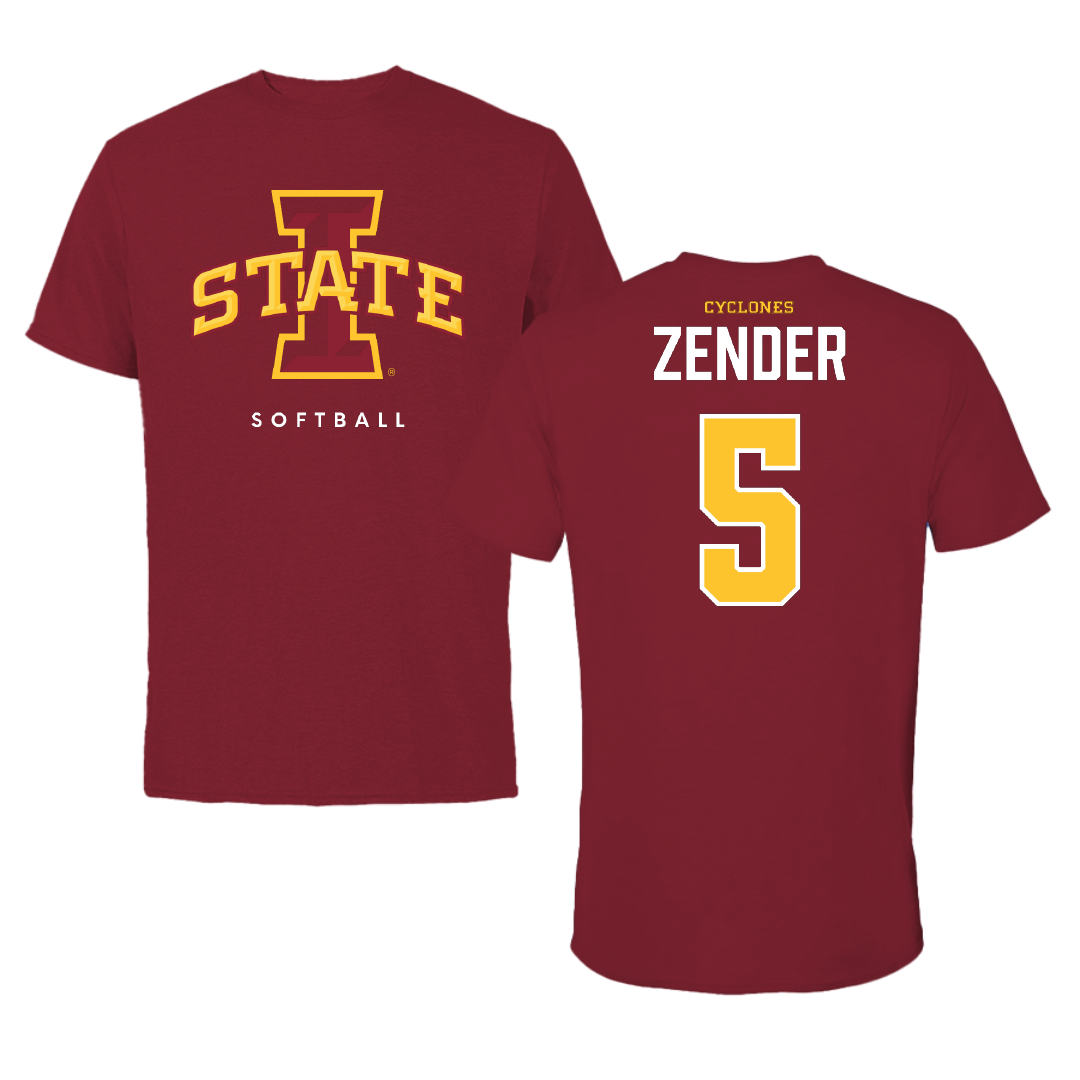 Iowa State University Softball Cardinal Tee - #5 Paige Zender
