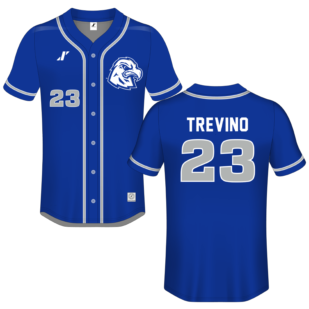 Calhoun Community College Blue Button-Down Jersey - #23 Destiny Trevino