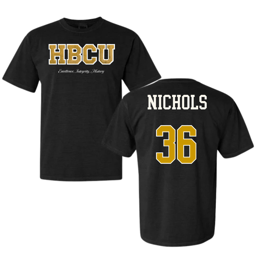 Alabama State University Football Black HBCU Varsity Comfort Colors Tee - #36 Ricky Nichols