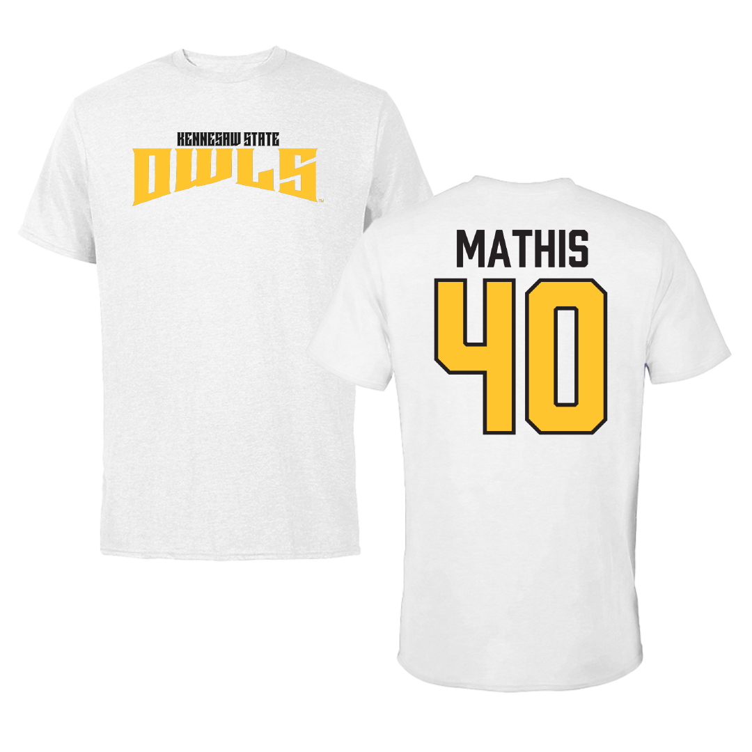 Kennesaw State University Football White Classic Performance Tee - #40 Jonathan Mathis