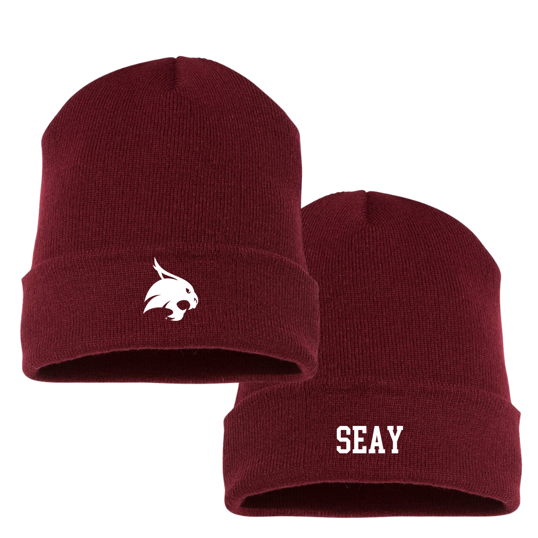 Texas State University Baseball Maroon Beanie - #29 Taylor Seay