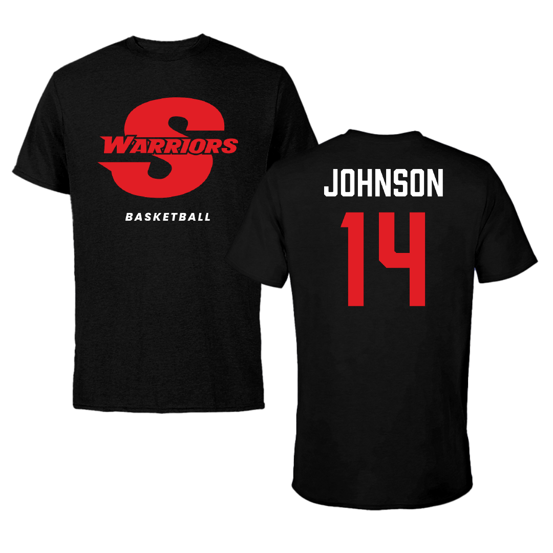 Stanislaus State Basketball (M) Black Tee - #14 Malachi Johnson