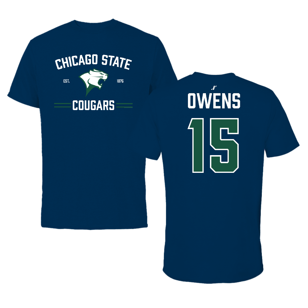 Chicago State University Basketball (M) Navy Performance Tee - #15 Joseph Owens