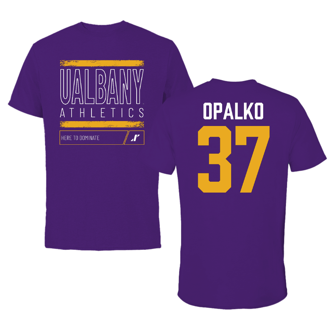 University at Albany Football Purple Dominate Tee - #37 John Opalko