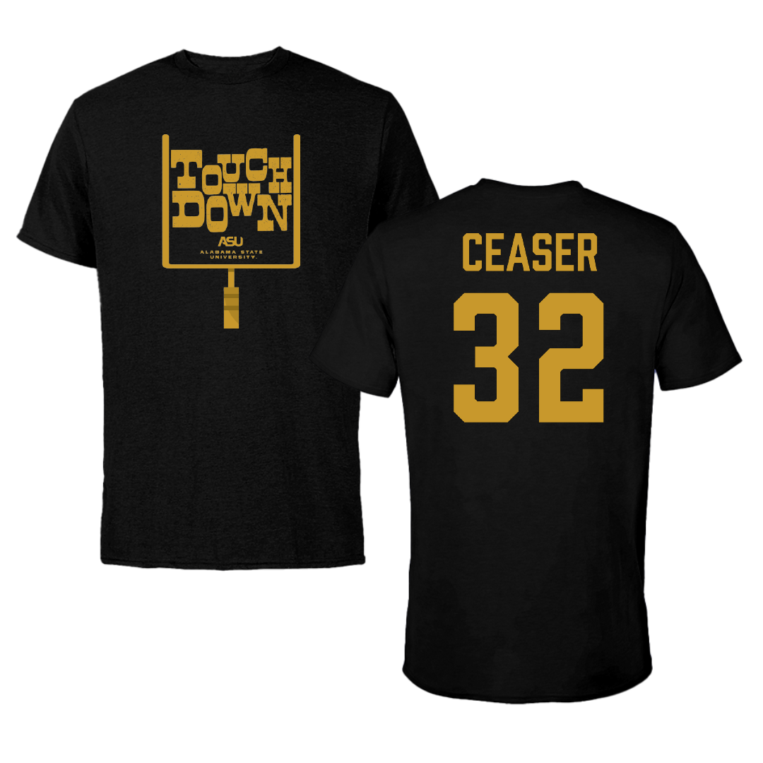 Alabama State University Football Black Touchdown Tee - #32 Brennen Ceaser