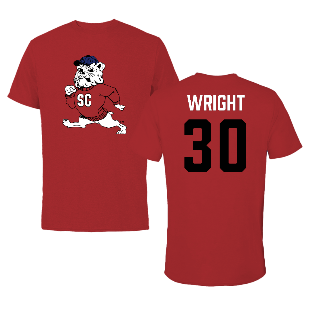 South Carolina State University Basketball (M) Canvas Red Tee - #30 Rayniel Wright