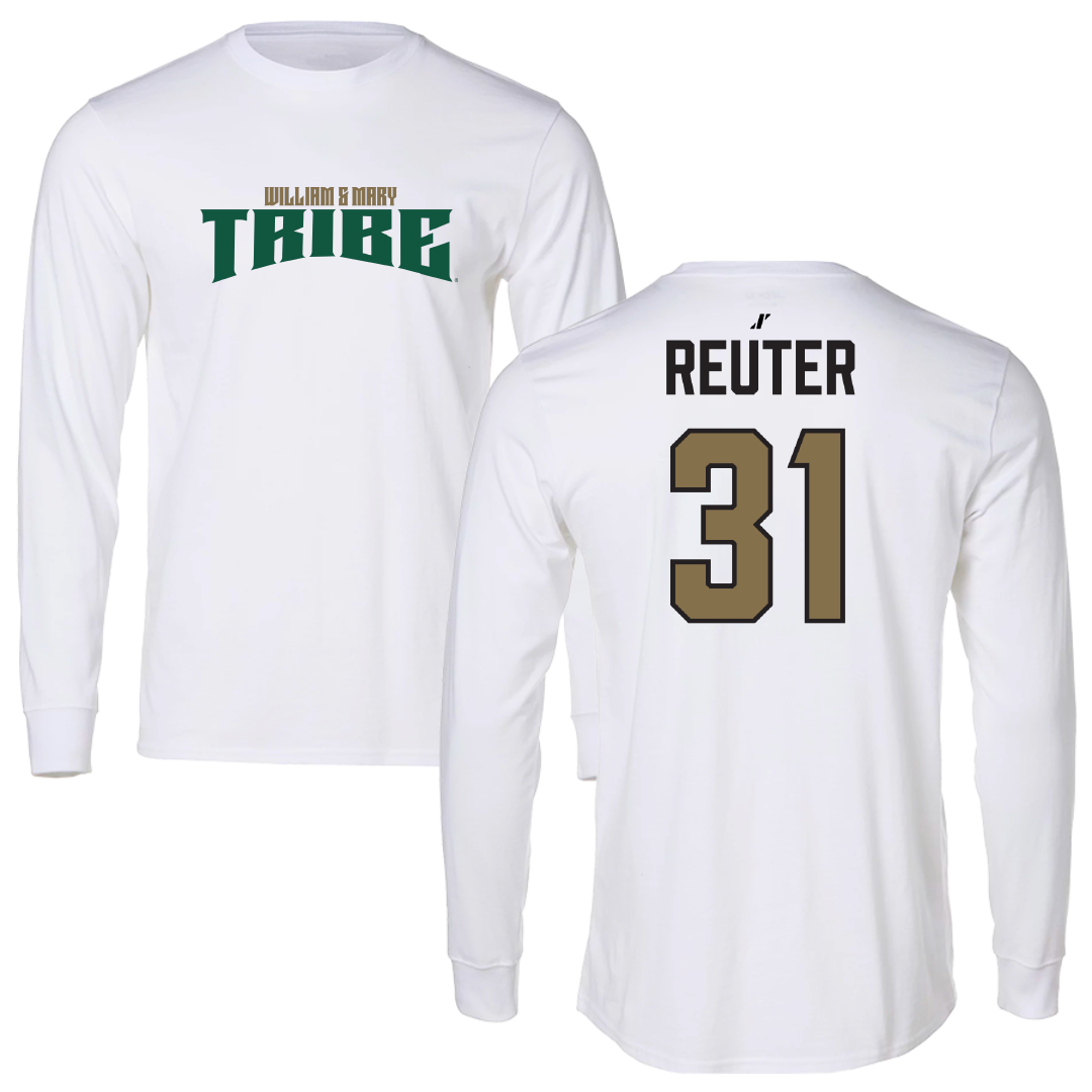 William & Mary Football White Classic Performance Long Sleeve - #31 Jack Reuter