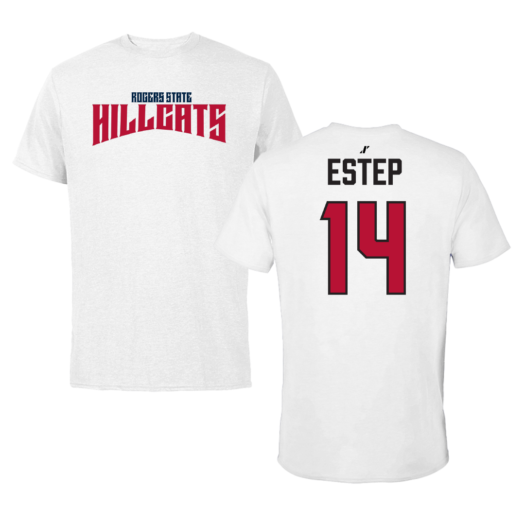 Rogers State University Baseball White Classic Performance Tee - #14 Christian Estep
