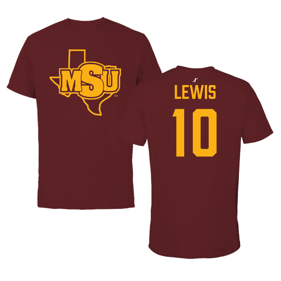 Midwestern State University Football Maroon Performance Tee - #10 Brycen Lewis