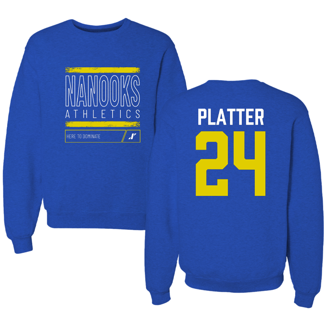 University of Alaska Fairbanks Ice Hockey Blue Dominate Crewneck - #24 Peyton Platter