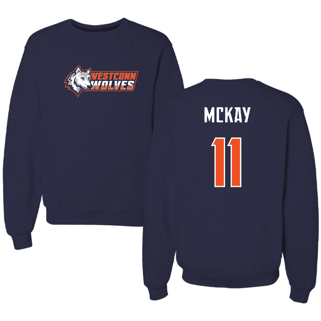 Western Connecticut State University Softball Navy Crewneck - #11 Brianne McKay