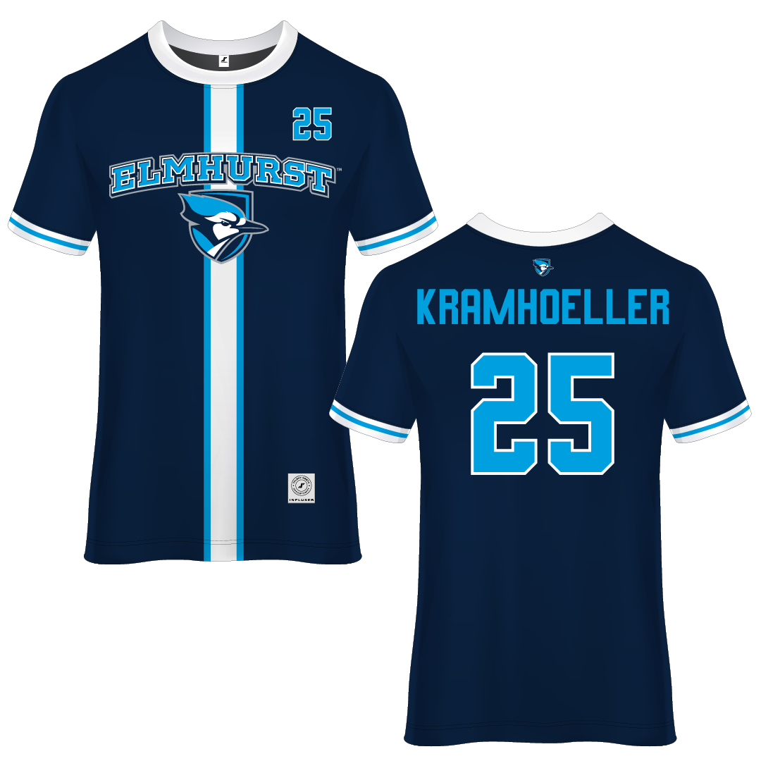 Elmhurst University Navy Soccer Jersey - #25 Max Kramhoeller