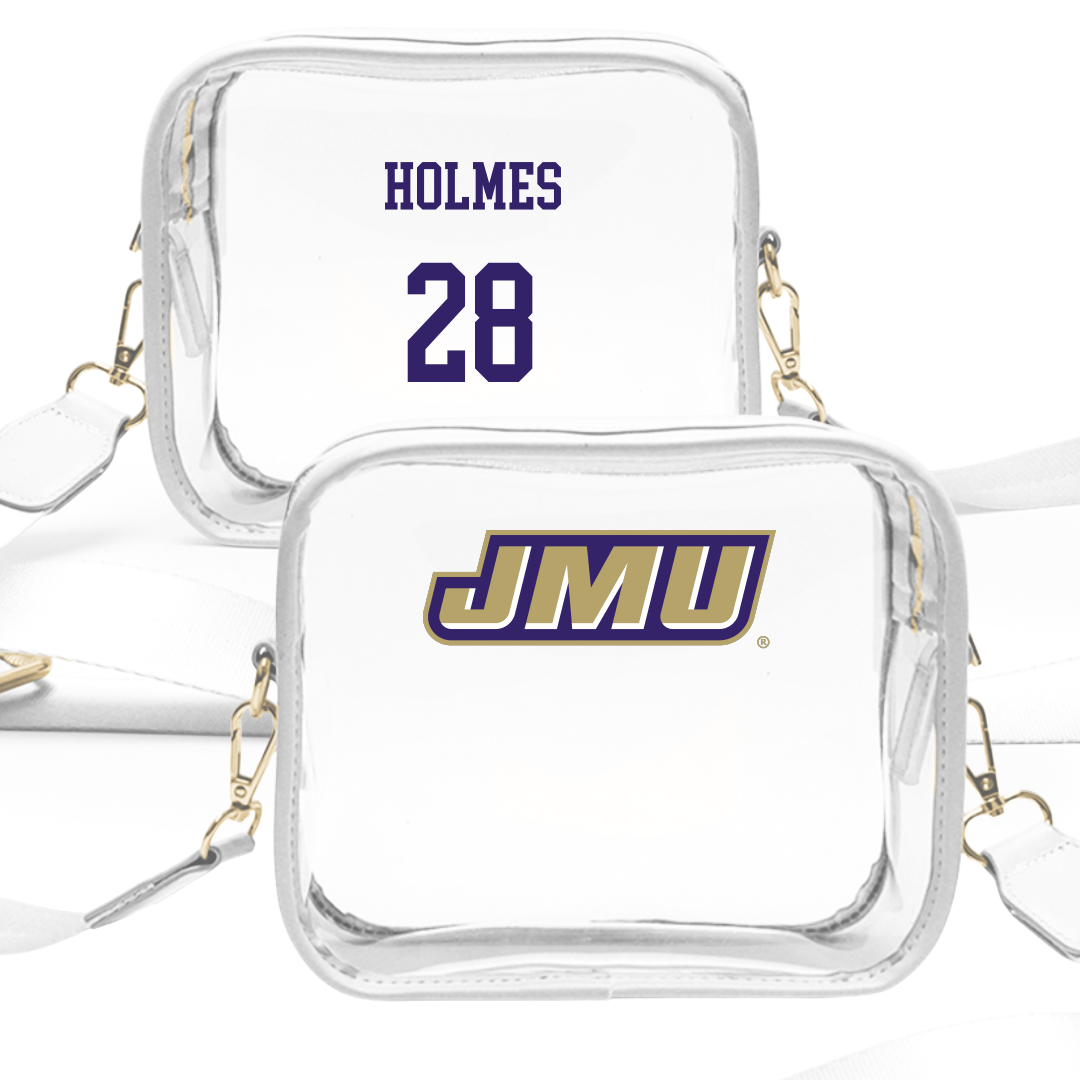 James Madison University Football White Clear Stadium Bag - #28 Kye Holmes