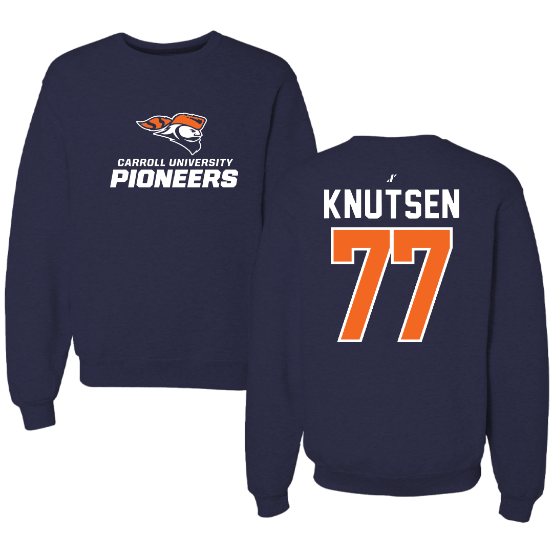 Carroll University Football Navy Crewneck - #77 Brett Knutsen