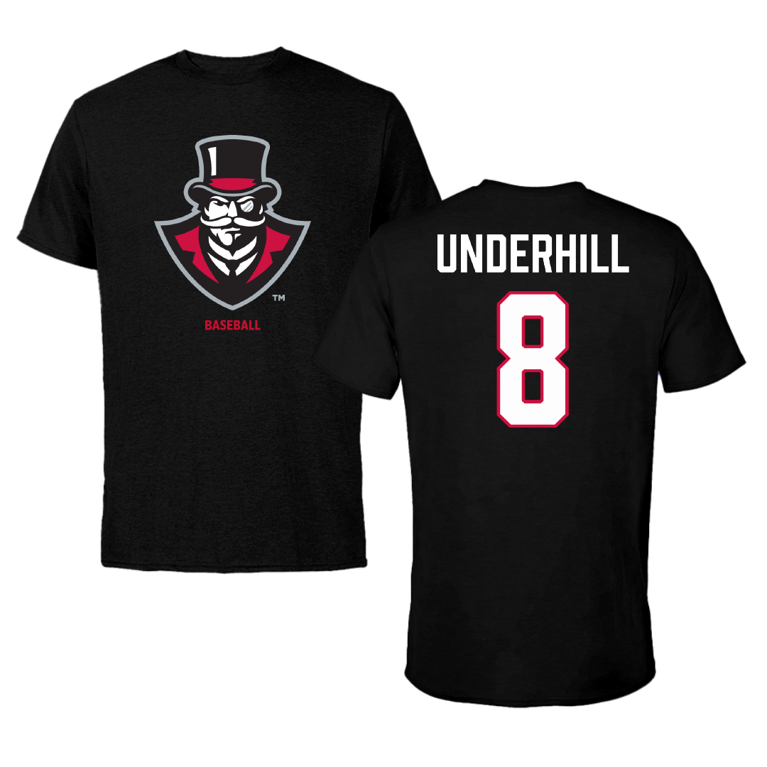 Austin Peay State University Baseball Black Performance Tee - #8 Elijah Underhill