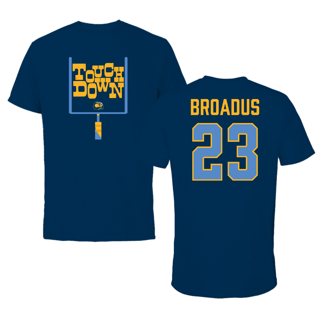 Fort Lewis College Football Navy Touchdown Tee - #23 Jonathan Broadus