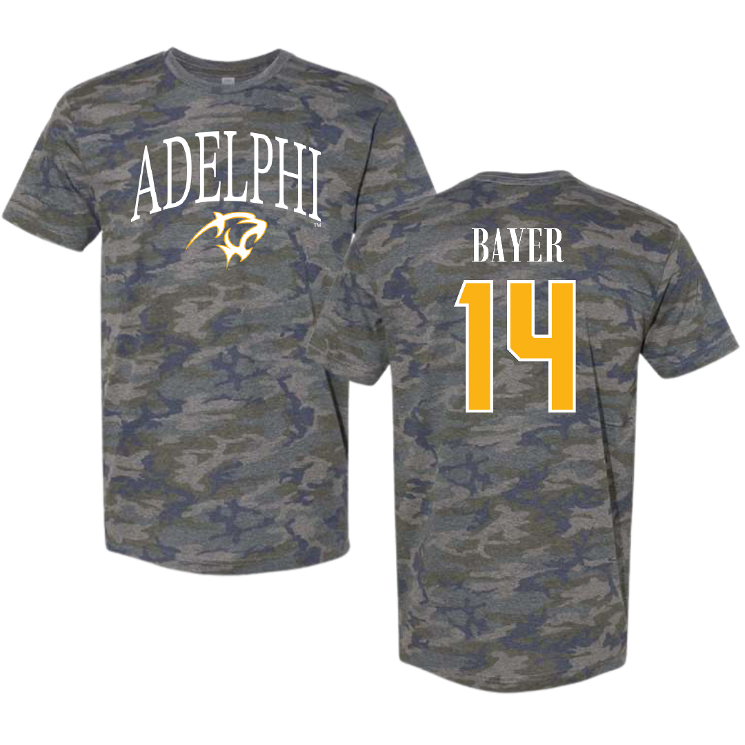 Adelphi University Lacrosse Vintage Camo Tee - #14 Stephen Bayer