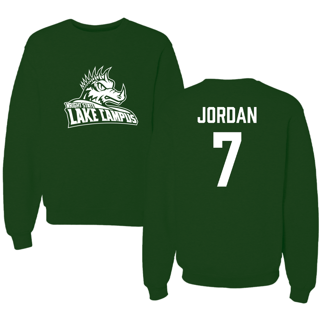 Wright State University Lake Campus Baseball Forest Green Crewneck - #7 Braeden Jordan