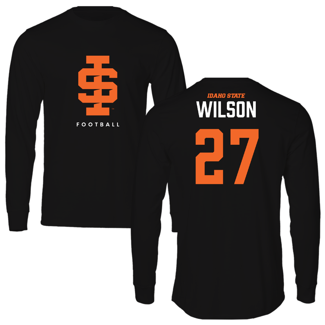 Idaho State University Football Black Performance Long Sleeve - #27 Jaylin Wilson