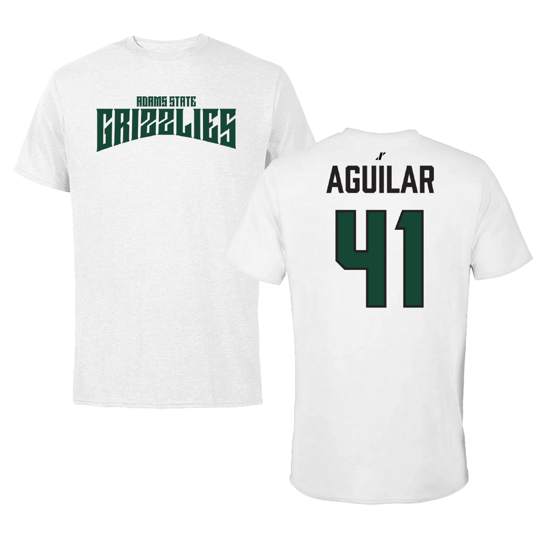 Adams State University Soccer (M) White Classic Tee - #41 Dominic Aguilar