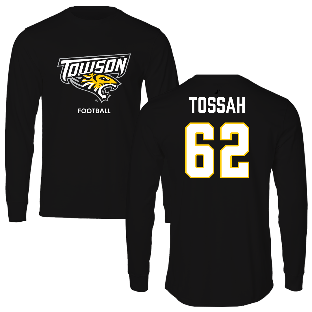 Towson University Football Black Performance Long Sleeve - #62 Derick Tossah