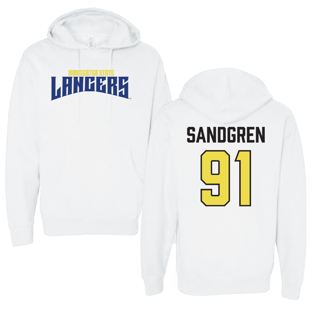 Worcester State University Football White Classic Hoodie - #91 Kaden Sandgren