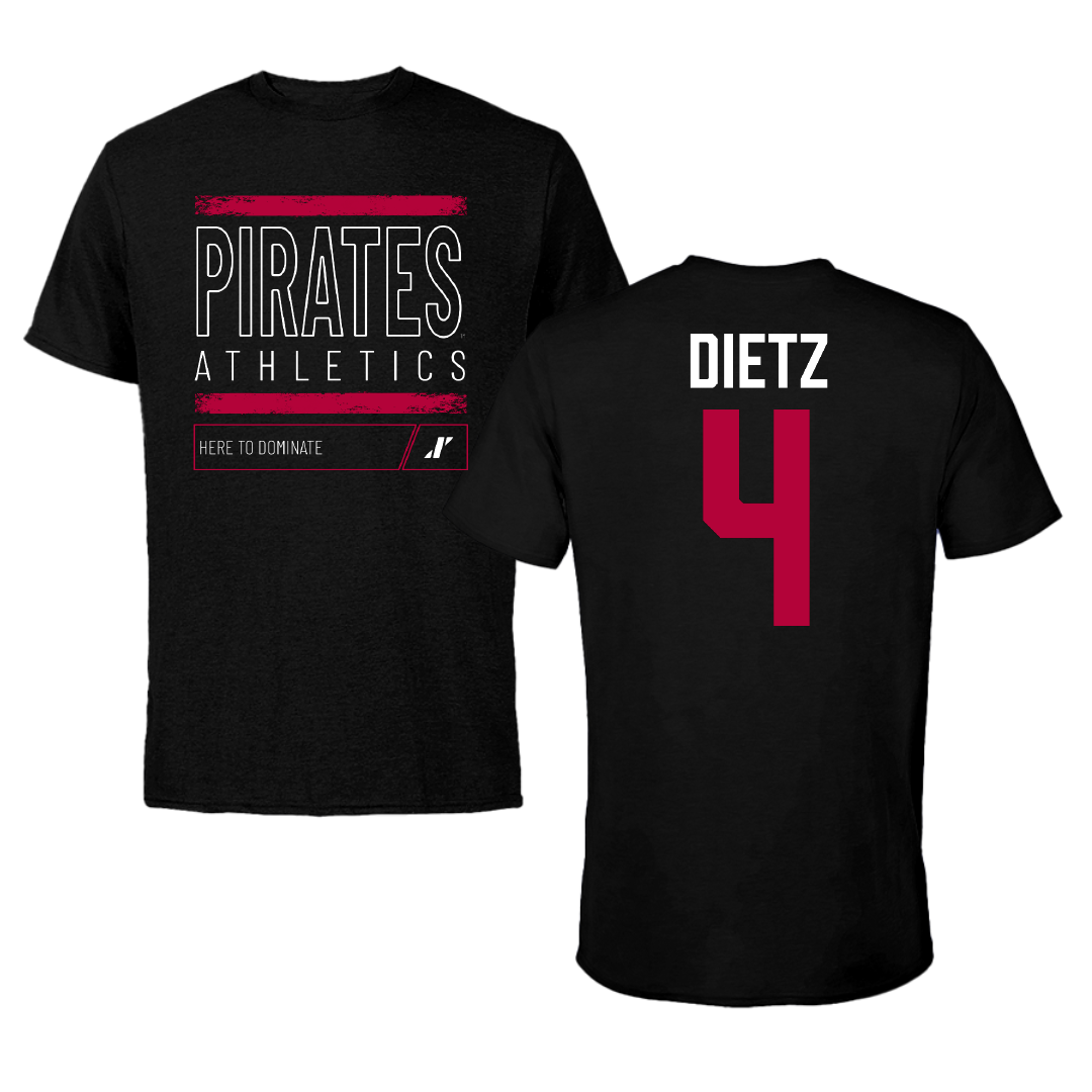 Whitworth University Football Black Dominate Performance Tee - #4 Deacon Dietz